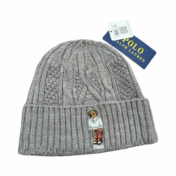 Polo Ralph Lauren Unisex Pony Cashmere Cable Knit Scarf and Beanie Gift Set NEW - Picture 4 of 8